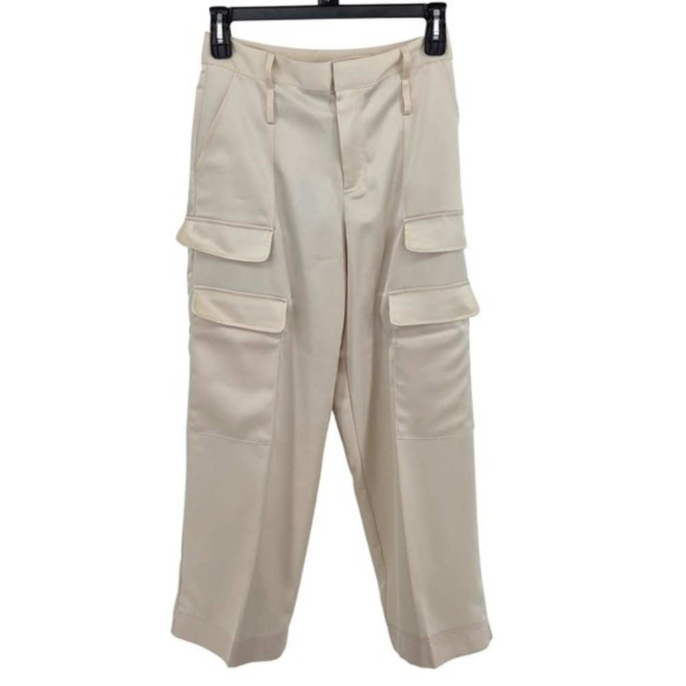 Noli Womens 6 Milan Cream Full Length Cargo Satin Pants Relaxed NY81510-CRM NWT - Picture 4 of 13